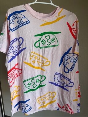 Disney Classic Multicolor Teacups Short Sleeve Tshirt L Unisex